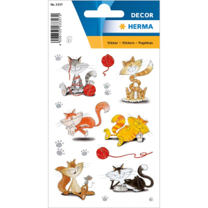Herma 3357 DECOR Sticker - Lustige Katzen - beglimmert - 16 Stück