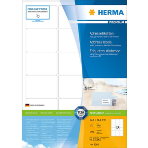 Herma 4265 PREMIUM Etikett - DIN A4 - 63,5 x 46,6 mm - wei&szlig;