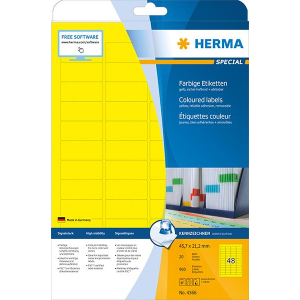 Herma 4366 SPECIAL Etiketten - DIN A4 - 45,7 x 21,2 mm - gelb - 960 St&uuml;ck