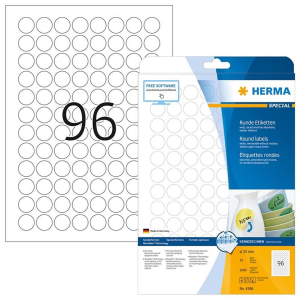 Herma 4386 SPECIAL Etiketten - DIN A4 - &Oslash; 20 mm - rund - wei&szlig; - 2400 St&uuml;ck