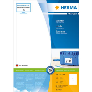 Herma 4458 PREMIUM Etiketent - DIN A4 - 200 x 297 mm - wei&szlig; - 100 St&uuml;ck