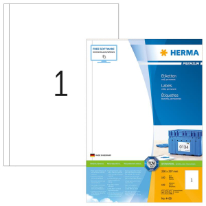 Herma 4458 PREMIUM Etiketent - DIN A4 - 200 x 297 mm - wei&szlig; - 100 St&uuml;ck