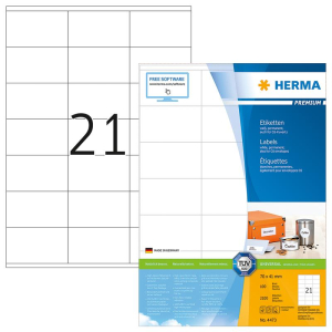 Herma 4473 PREMIUM Etiketten - DIN A4 - 70 x 41 mm - weiß - 2100 Stück