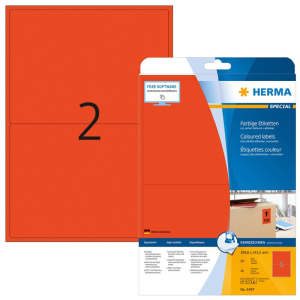 Herma 4497 SPECIAL Etiketten - DIN A4 - 199,6 x 143,5 mm - rot - 40 St&uuml;ck