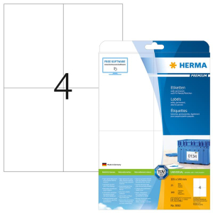 Herma 5063 PREMIUM Etiketten - DIN A4 - 105 x 148 mm - weiß - 100 Stück