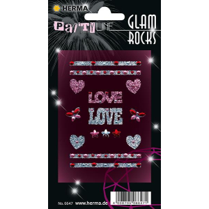 Herma 6647 GLAM ROCKS Sticker - Love - glitzernd