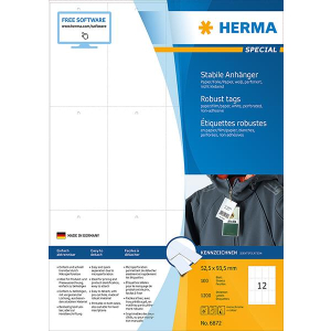Herma 6872 SPECIAL Stabile Anh&auml;nger - DIN A4 - 52,5 x 93,5 mm - wei&szlig; - nicht klebend - 1200 St&uuml;ck
