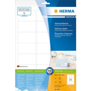 Herma 8632 PREMIUM Etikett - DIN A4 - 63,5 x 38,1 mm - wei&szlig;