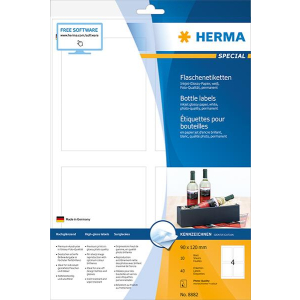 Herma 8882 SPECIAL Flaschenetiketten - DIN A4 - 90 x 120 mm - glossy - wei&szlig; - 40 St&uuml;ck