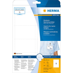 Herma 9012 VARIO Namensschilder - DIN A4 - 90 x 60 mm - weiß - perforiert - 200 Stück