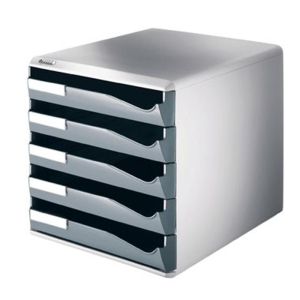 Leitz Schubladenbox Post-Set - DIN A4 - 5 Schubladen - grau