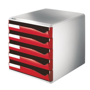 Leitz Schubladenbox Post-Set - DIN A4 - 5 Schubladen - rot