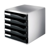 Leitz Schubladenbox Post-Set - DIN A4 - 5 Schubladen - schwarz+grau