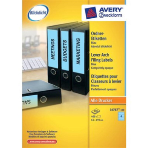 blau Avery Zweckform L4707-20 Premium Design 2in1 Ordner-Etiketten weiß 20 Blatt/80 Etiketten blickdicht 288 x 38 mm 
