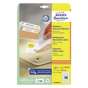 Avery Zweckform Etiketten - 45,7 x 21,2 mm - 1200 Stück - weiß