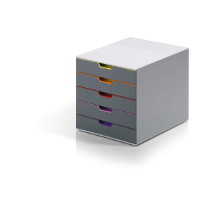 Durable Schubladenbox VARICOLOR - 5 Schubladen - grau/bunt
