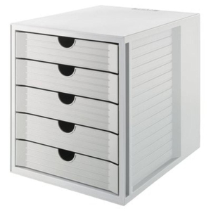 HAN Schubladenbox SYSTEMBOX KARMA, DIN A4, 5 geschlossene Schubladen, öko-grau