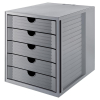 HAN Schubladenbox SYSTEMBOX KARMA, DIN A4, 5 geschlossene Schubladen, öko-grau