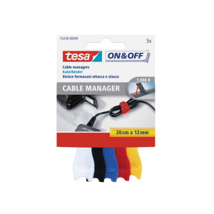 tesa On&Off Kabelmanager - 20 cm x 12 mm - 5 Farben