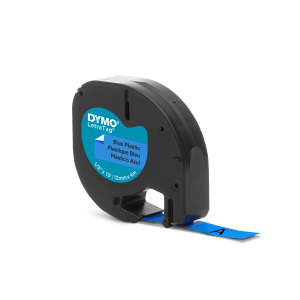 DYMO Original LetraTag Schriftband - Kunststoff - 2 mm x 4 m - schwarz auf blau