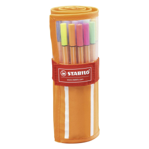 STABILO point 88 Fineliner - 0,4 mm - 30er Rollset - 25 Standardfarben + 5 Neonfarben