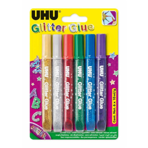 UHU Glitter Glue Bastelkleber - 6 x 10 ml