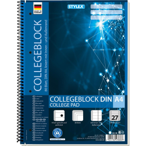 STYLEX Collegeblock - DIN A4 - liniert - Lineatur 27 - 80...