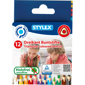 STYLEX Dreikant-Buntstifte - kurz - 12 Stück