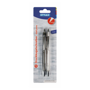 Stylex Kugelschreiber - 1 mm - Schreibfarbe blau - farbig sortiert - 2 Stück