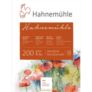 Hahnem&uuml;hle Aquarellblock - 200 g/m&sup2; - rau - 24...