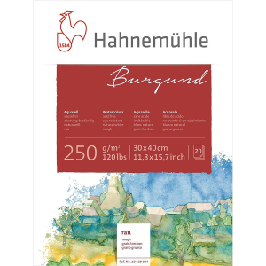 Hahnem&uuml;hle Burgund Aquarellblock - 250 g/m&sup2; -...
