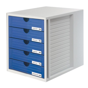 HAN Schubladenbox SYSTEMBOX - DIN C4 - lichtgrau-blau