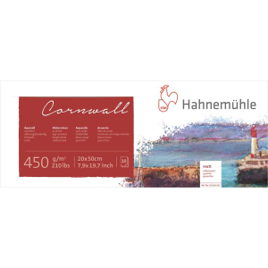 Hahnemühle Cornwall Aquarellblock - 450 g/m² - matt - 20 x 50 cm Panorama - 10 Blatt