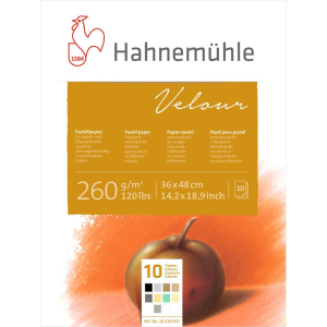 Hahnemühle Velour Pastellpapier Block - 260 g/m² - 10 Farben - 36 x 48 cm - 10 Blatt