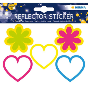 Herma 19196 Reflektorsticker - Herzen und Blumen - 5 Sticker