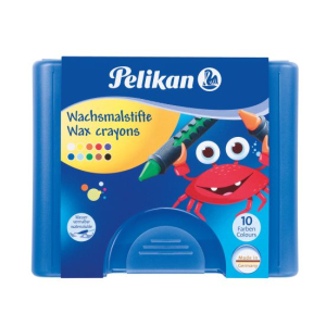 Pelikan Wachsmalstifte - blau - 10 Farben - mit Schaber +...