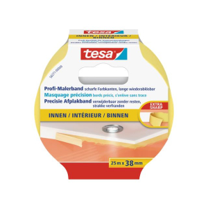 tesa Profi-Malerband für Innen - 25 m x 38 mm - gelb