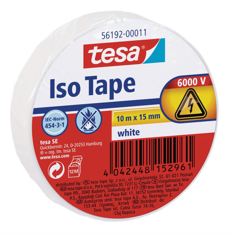 tesa Isolierband - 10 m x 15 mm - weiß
