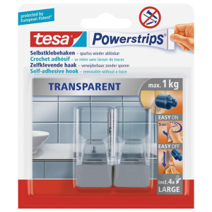 tesa Powerstrips Haken Transparent Large