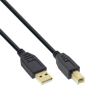 InLine USB 2.0 Kabel, A an B, schwarz, Kontakte gold, 2m