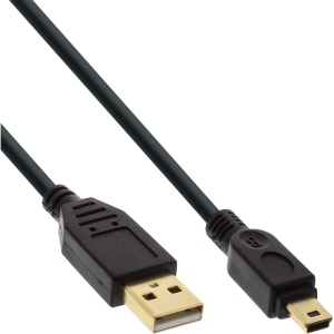 InLine USB 2.0 Mini-Kabel, USB A Stecker an Mini-B Stecker (5pol.), schwarz, vergoldete Kontakte, 2m
