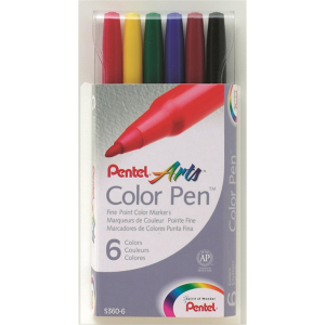 Pentel Faserschreiber Colour Pen 0,6mm Set 6 Farben sortiert