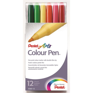 Pentel Faserschreiber Colour Pen 0,6 mm Set 12 Farben...