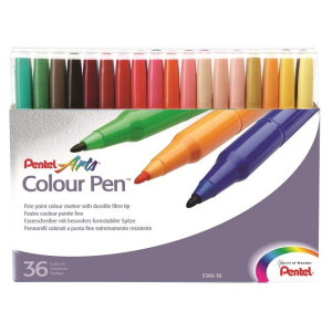 Pentel Faserschreiber Colour Pen 0,6 mm Set 36 Farben...