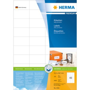 Herma 4461 PREMIUM Etiketten - DIN A4 - 52,5 x 29,7 mm - weiß - 4000 Stück