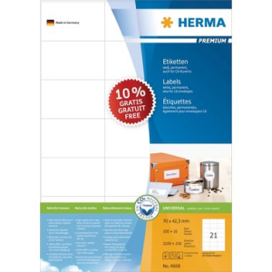 Herma 4668 PREMIUM Etiketten - DIN A4 - 70 x 42,3 mm -...
