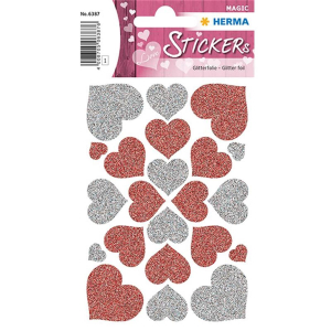 Herma 6387 MAGIC Sticker - Herzen - Rot & Silber -...