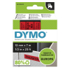 DYMO Original D1 Schriftband - 12 mm x  7 m - schwarz auf rot