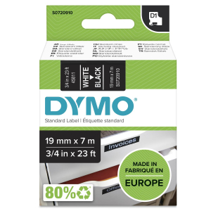 Dymo Schriftband D1 - weiß auf schwarz