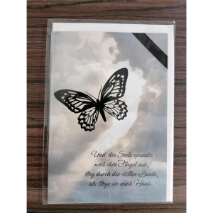 Komma3 Trauerkarte - Schmetterling am Himmel
